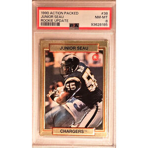 1990 Action Packed Rookie Update 38 Junior Seau PSA 8